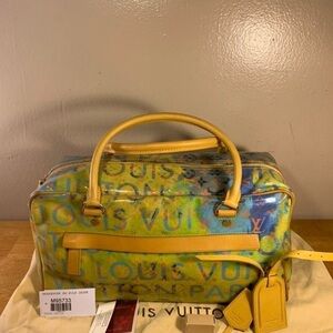 LOUIS VUITTON RARE RICHARD PRINCE JAUNE DENIM DEFILE WEEKENDER PM PULP EUC